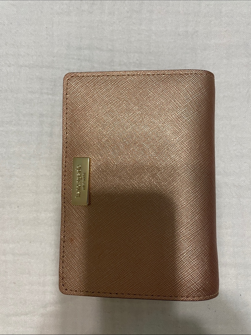 kate spade metallic rose gold compact cardholder